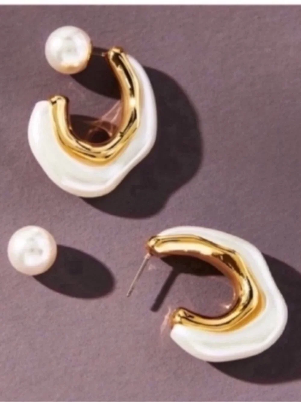 New! Penny Pearl Gold Hoop Earrings (3024) NWOT